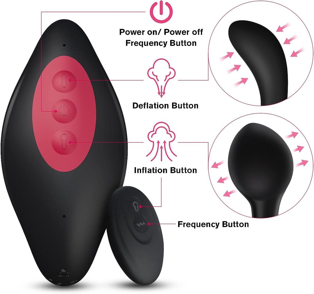 Automatic Inflation Anal Vibrator, Inflatable Butt Plug with Remote Control for Prostate Massage Sex Toys