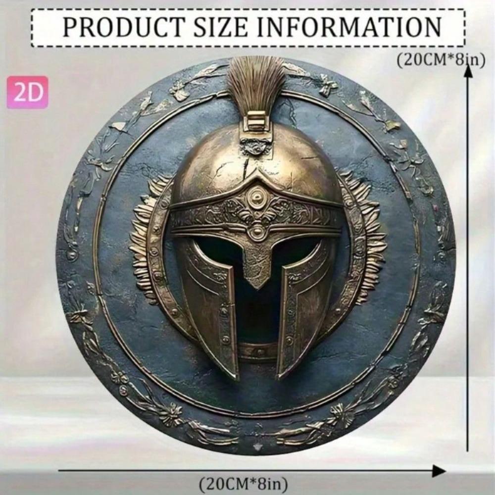 Vintage Spartan Shield Metal Plaque Bar Garden Wall Decor