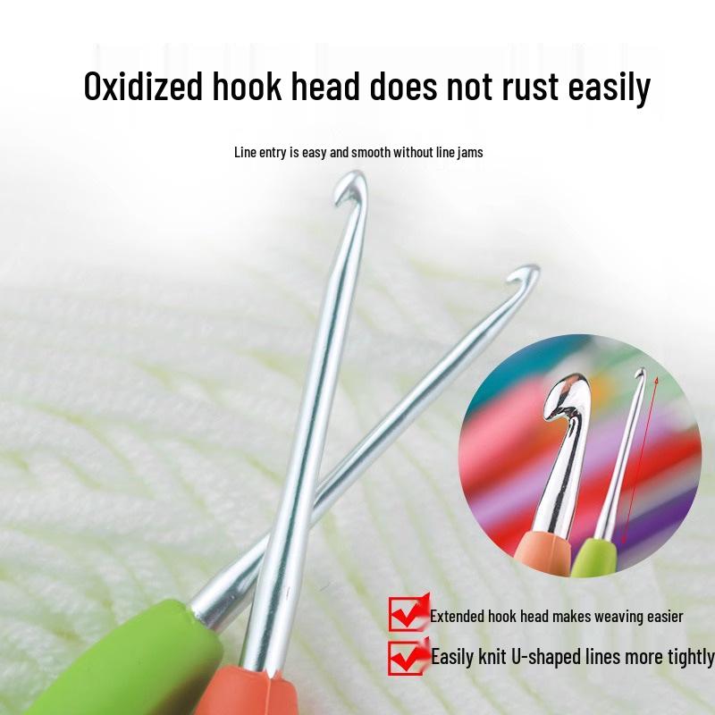 9-Color Soft Grip Crochet Hook Set: Thick & Thin Yarn DIY Hand Knitting Tools