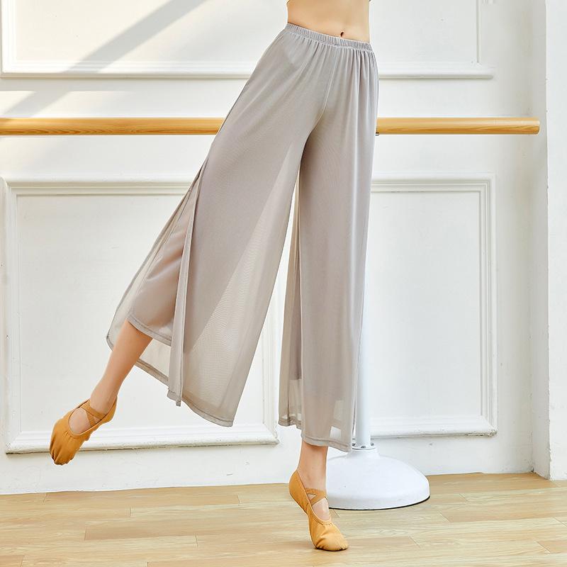 

Modern Dance Pants Women Mesh Loose Wide Leg Dancing Trousers Chinese Classical Dance Daily Ladies Yoga Pants L