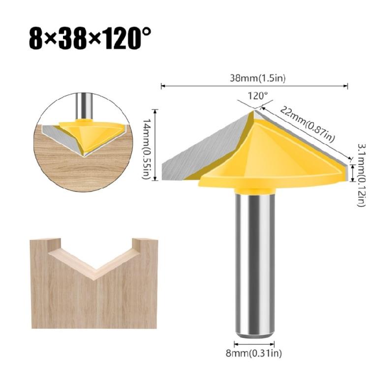 Professional Efficient 8mm Shank V Flute Router Bit Carbide End Mill For Diverse Woodworking Needs Smooth Wood Cutting