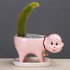 Popular Gardening Creative Cartoon Succulent Flower Pot Ceramic Desktop Plant Flower Ornament With Tray