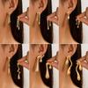 Trendy Personality Geometric Irregular Metal Liquid Lava Curved Water Droplets Stud Earrings for Women Korean Designer Jewelry