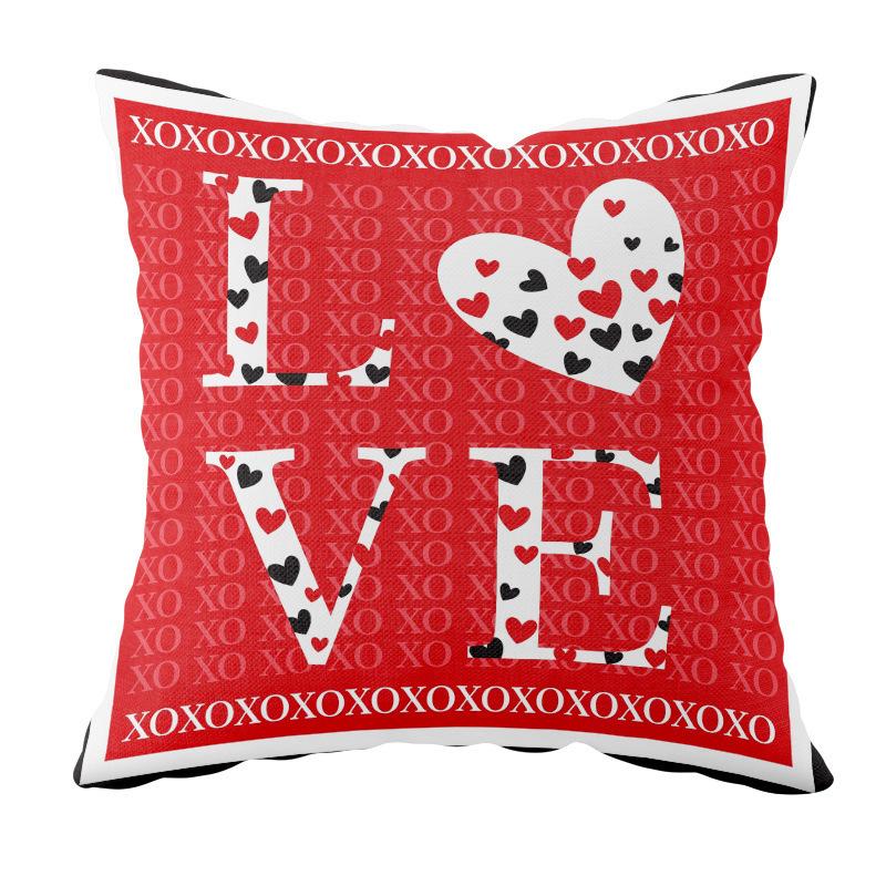 Valentine's Day Cushion Short Plush Love Printed Cushion Cover Car Bedside Cushion Gift