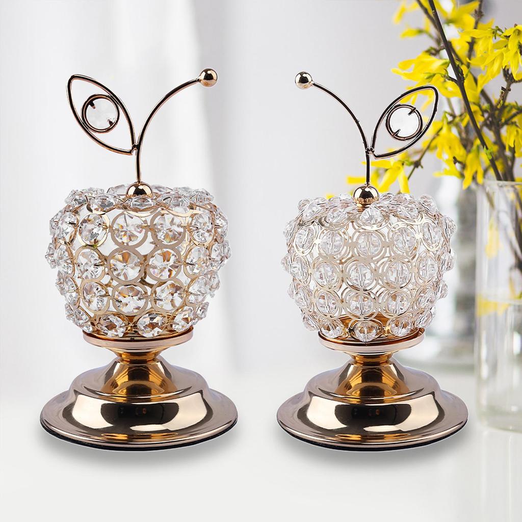 Beads Apples Modern Table Centerpiece Decor Artificial Fruit Figurine Statue Crystal Ornament for