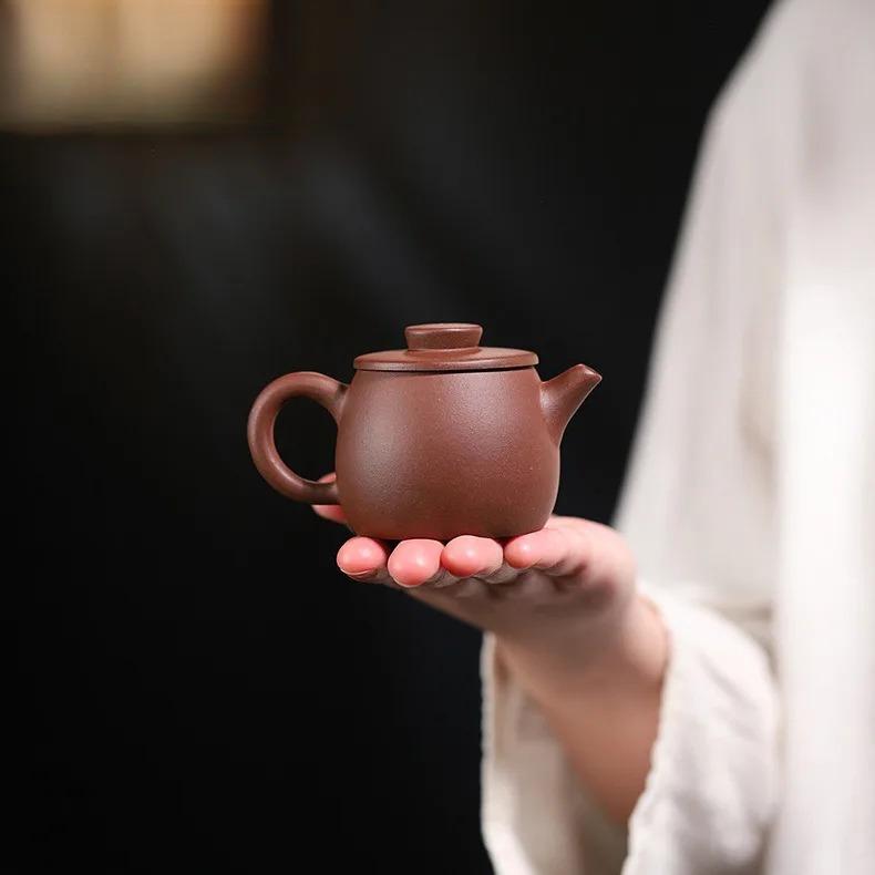 90ml Vintage Yixing Purple Clay Teapots Handmade Small Pot Raw Ore Purple Mud Kettle With Infuser Chinese Zisha Teaset Tableware