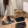 Flat bottom square head bow Doudou single shoes New spring French suede gentle evening shoes