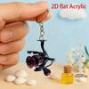 New Cross-Border 2D Flat Acrylic Keychain Fishing Line Winder Pattern With Ring-Shaped Keychain Fashion Pendant Festival Gift