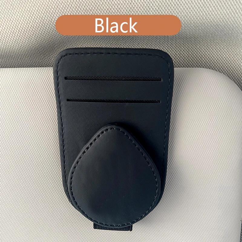 Car Sun Visor Glasses Case Leather Eyeglasses Clip Multifunction Magnetic Sunglasses Hanger Holder Universal Interior Accessorie