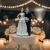 Decorazione per Torta Nuziale Coppia Stile Western Statuetta in Resina Design Creativo Sposa e Sposo