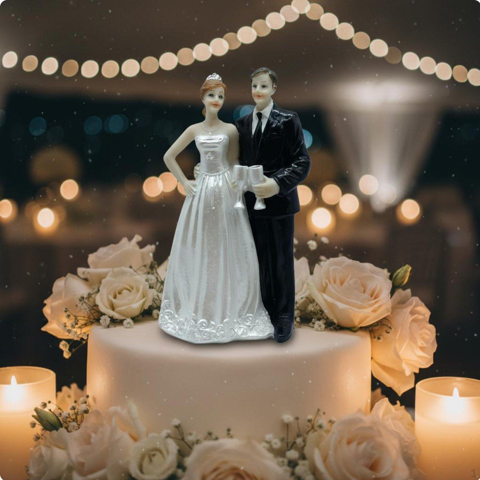 Wedding Cake Topper Couple Western Style Resin Statue Creative Design Bride and Groom