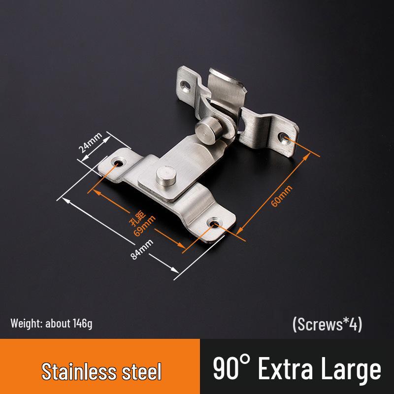 90° Stainless Steel Sliding Door Latch Bolt for Pet Cages – Anti-Theft Safety Lock