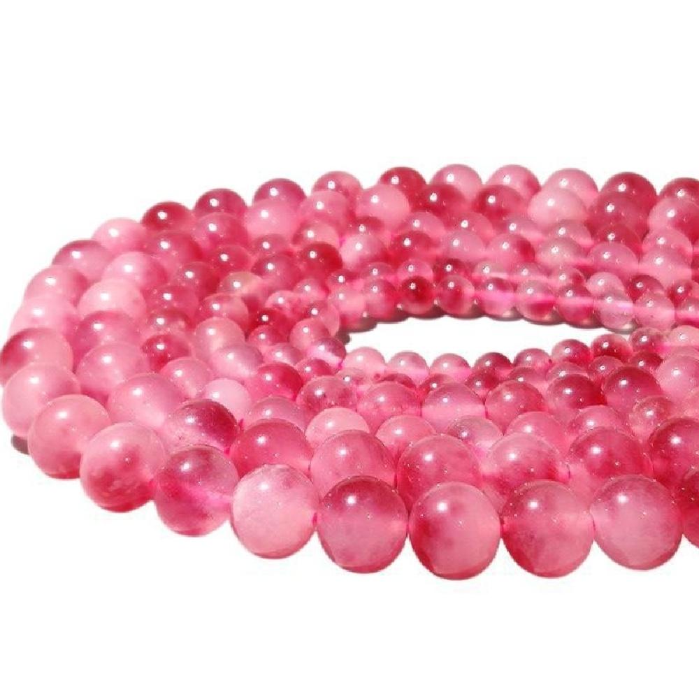 Rose Red Chalcedony Floating Jades Natural Stone 15" Smooth Loose Spacer Beads 4/6/8/10/12mm for Jewelry Making DIY Bracelets Charms Accessories