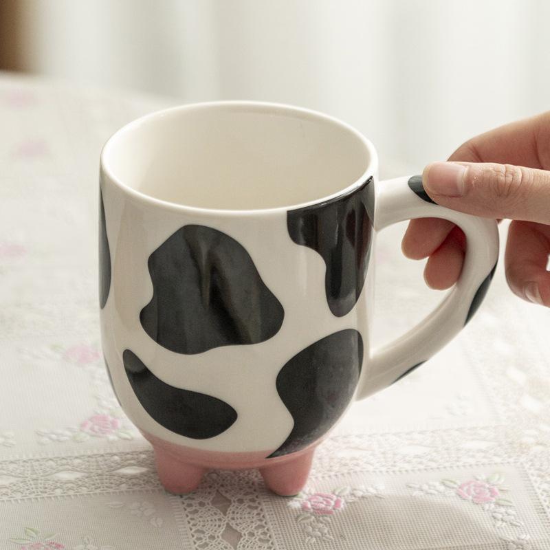 Ceramic Cartoon Cow Cup - Cute Animal Design for Milk, Coffee, or Water - Perfect Festival Gift