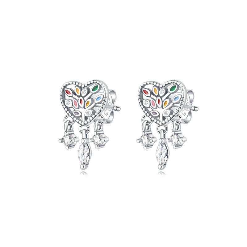 Barbie earrings Original design dream catcher, high-end temperament, exquisite ins style love confession, 925 silver synthetic cubic ZJYES-YS-208 серебряный