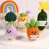 5PCS Emotional Support Crochet Doll with Base, Positive Crochet Vegetables Fruits with Positive Card Handmade Knitted Dolls Plush Cheer Up for