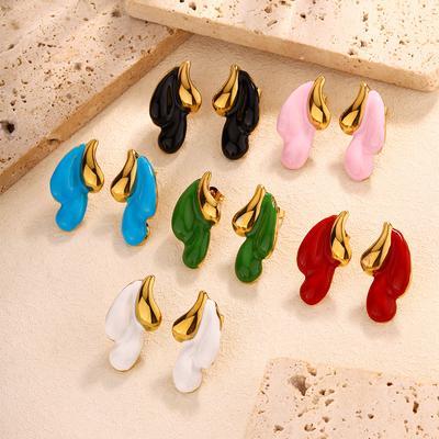 European and American Retro Stud Earrings, High-end Light Luxury 11 Gold Stainless Steel Earrings, Water Drop Earrings, Jewelry
