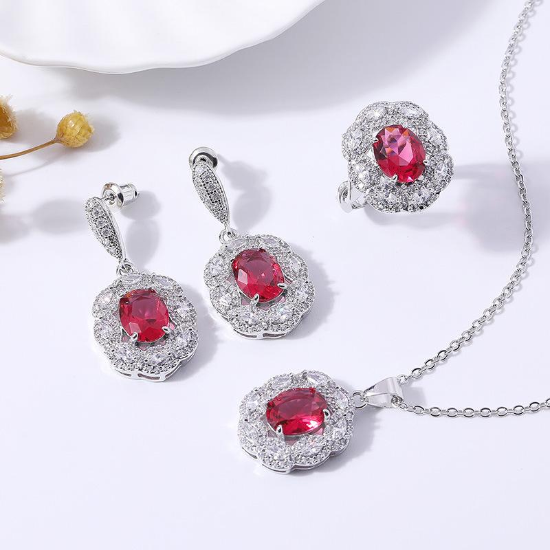 2025 Zircon Jewelry Set Bridal Wedding 3-Piece Set Necklace Earrings Ring Full Diamond Fashion Wedding Decoration