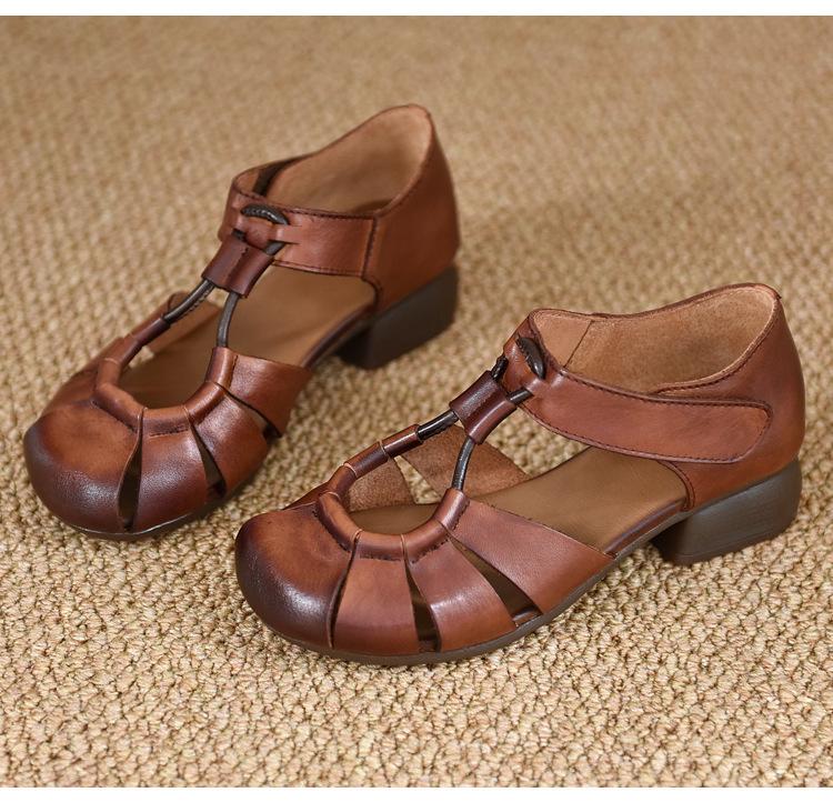 Fashion 2024 New Women's Shoes Closed Toe Women's Sandals Summer Casual Sandals Women Round Toe Solft Sole Hollow Flat Rome Shoes Women