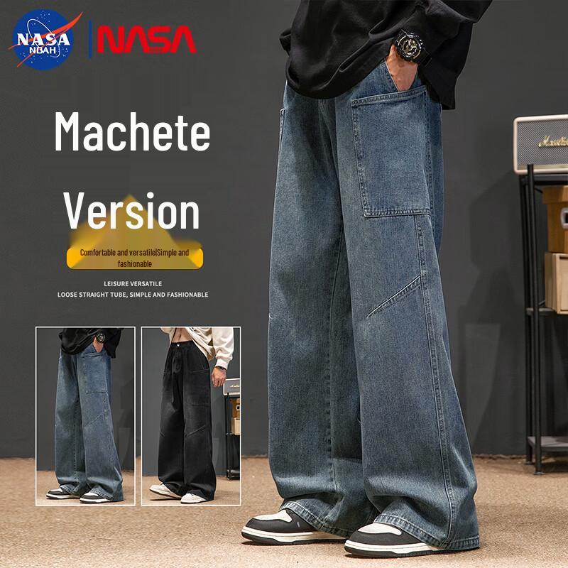 NASA NOAH Men's Retro Straight-Leg Denim Work Pants