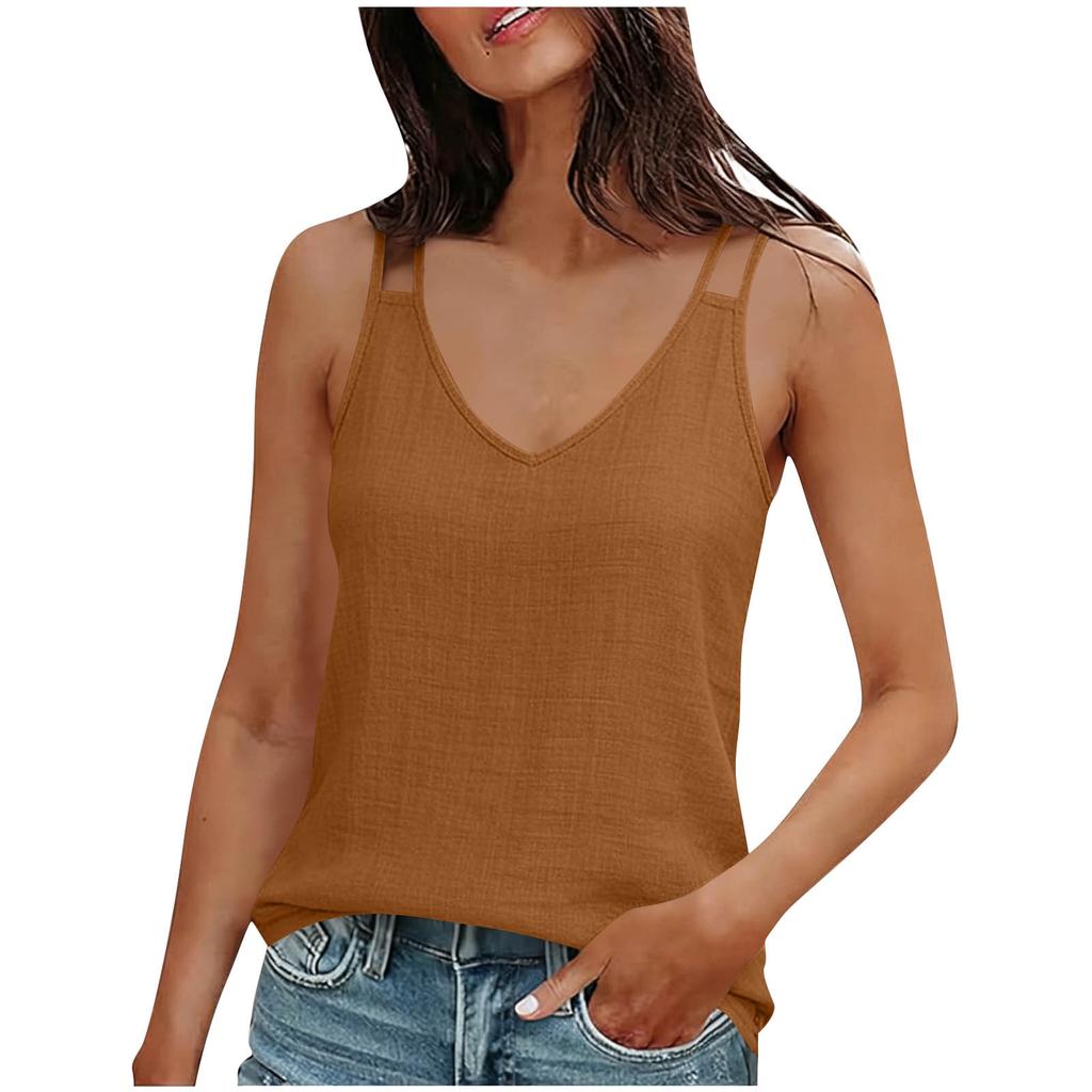 Damen Sommer Vintage Baumwolle Leinen Kleine Camisole Unterteil Weste Locker Innere Tops