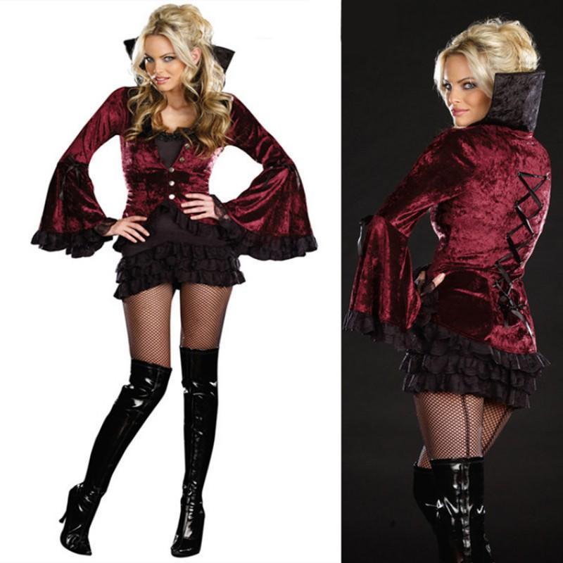 Womens Halloween Costume Adult Vampire Witch Devil Role Play Outfit Stage Nightclub