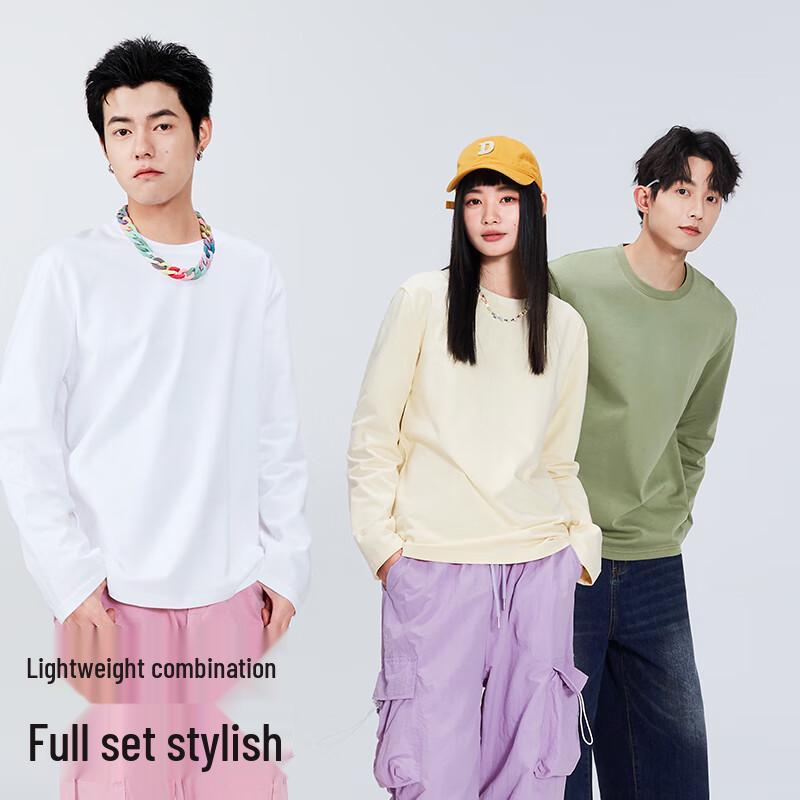 MINISO Men's Pure Cotton Loose Fit Long Sleeve T-Shirt