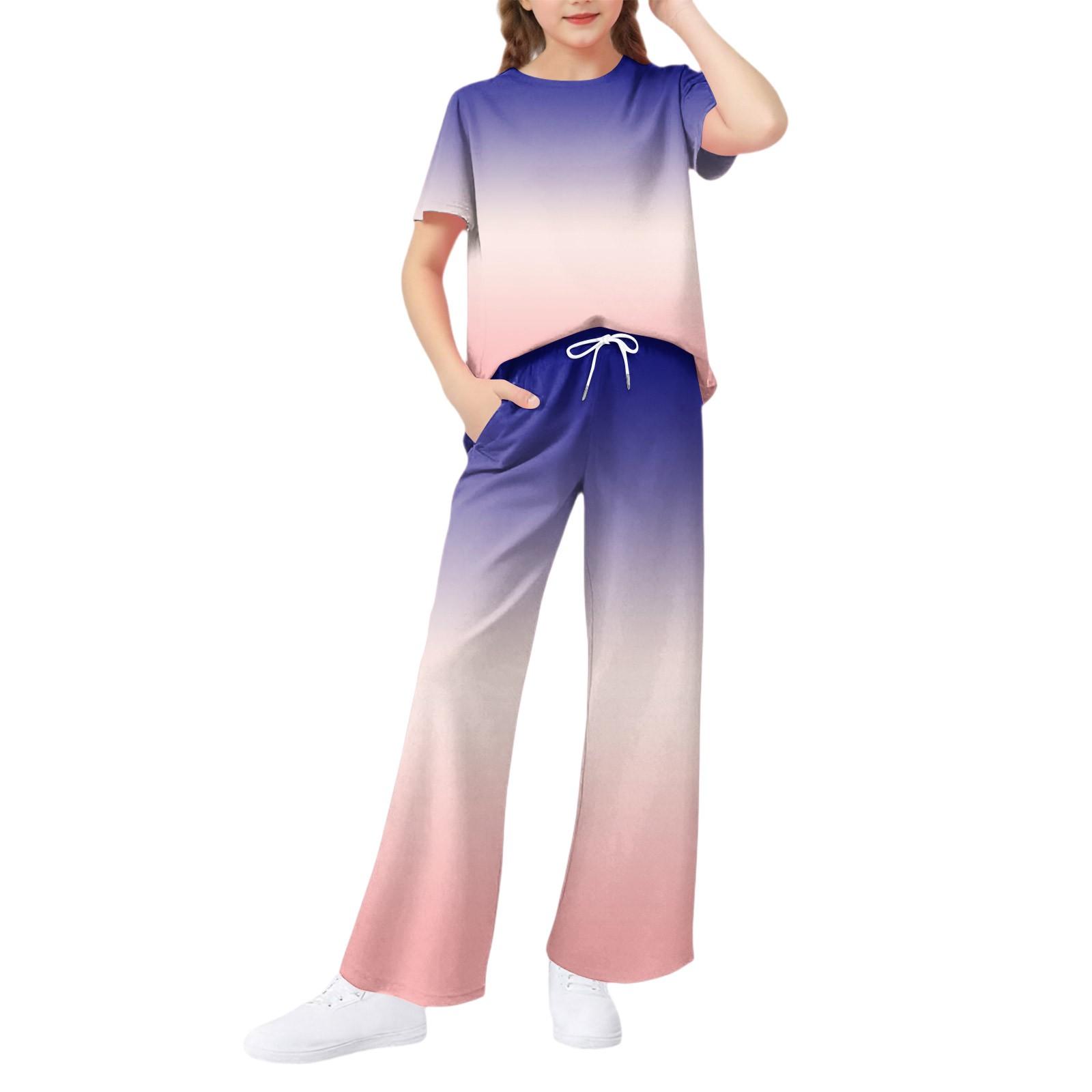 

Girls 2-Piece Set - Short Sleeve Tee & Wide Leg Pants 160