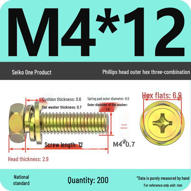 Hexagon Head Combination Screw Bolt Set with Washer and Spring Washer