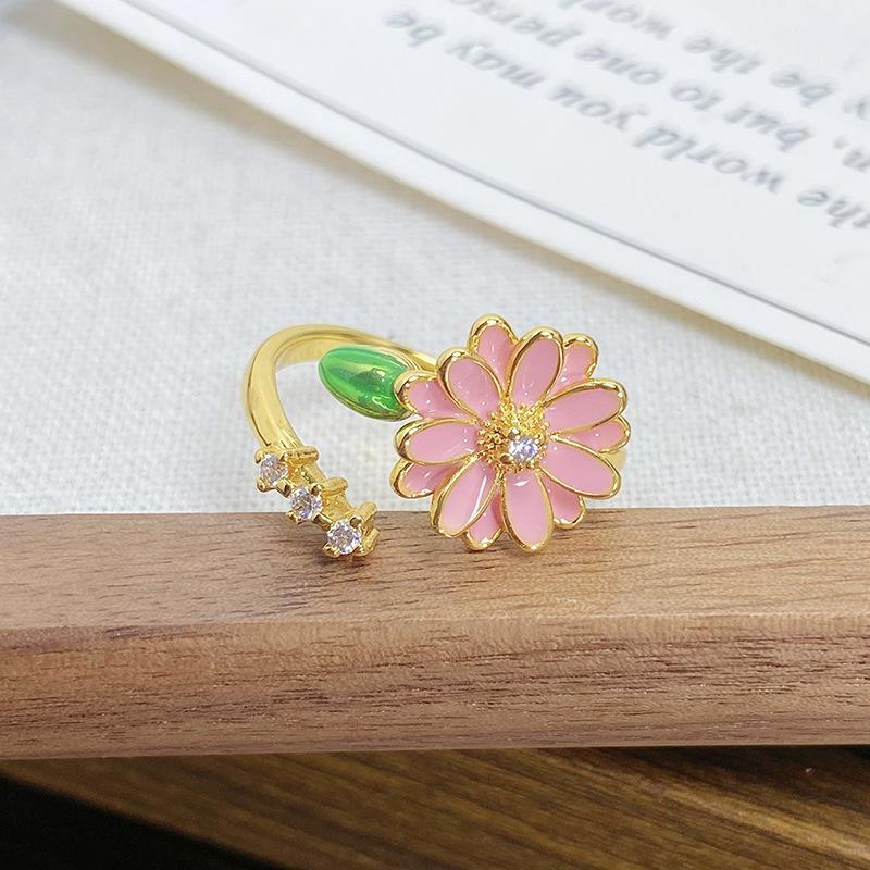 

Кольцо Mori Small Fresh Tulip Small Daisy Open Ring Модное И Элегантное Нишевое Легкое Роскошное Эмалевое Кольцо с Цветком Женское Adjustable opening