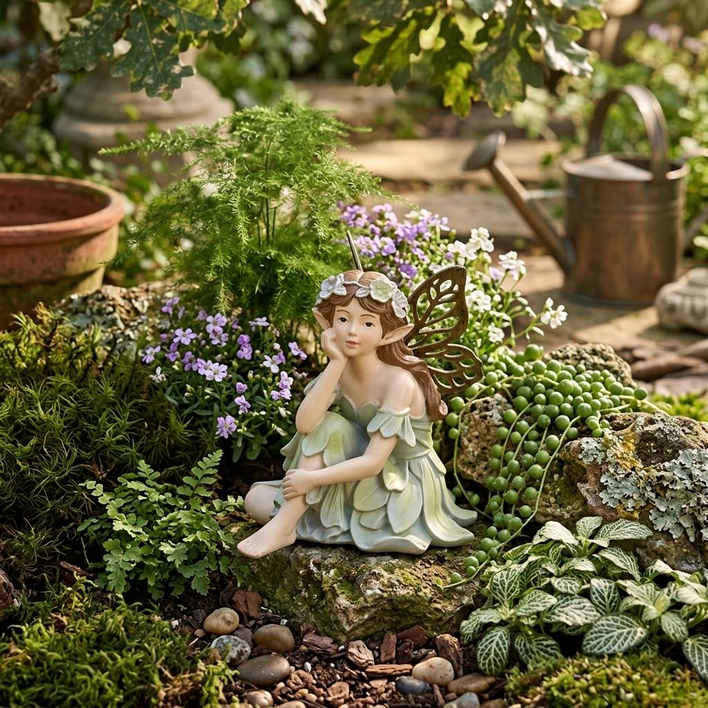 Resin Vintage Fairy Statue For Outdoor Garden Decoration Spring Summer Flower Pot Design