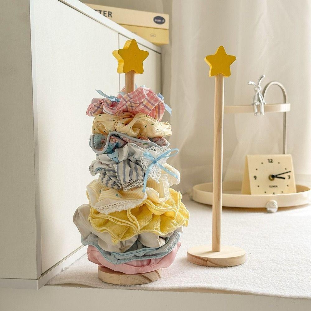 Dopamine Hair Loop Holder Wooden Hair Clip Display Stand Durable Head Rope Storage Rack