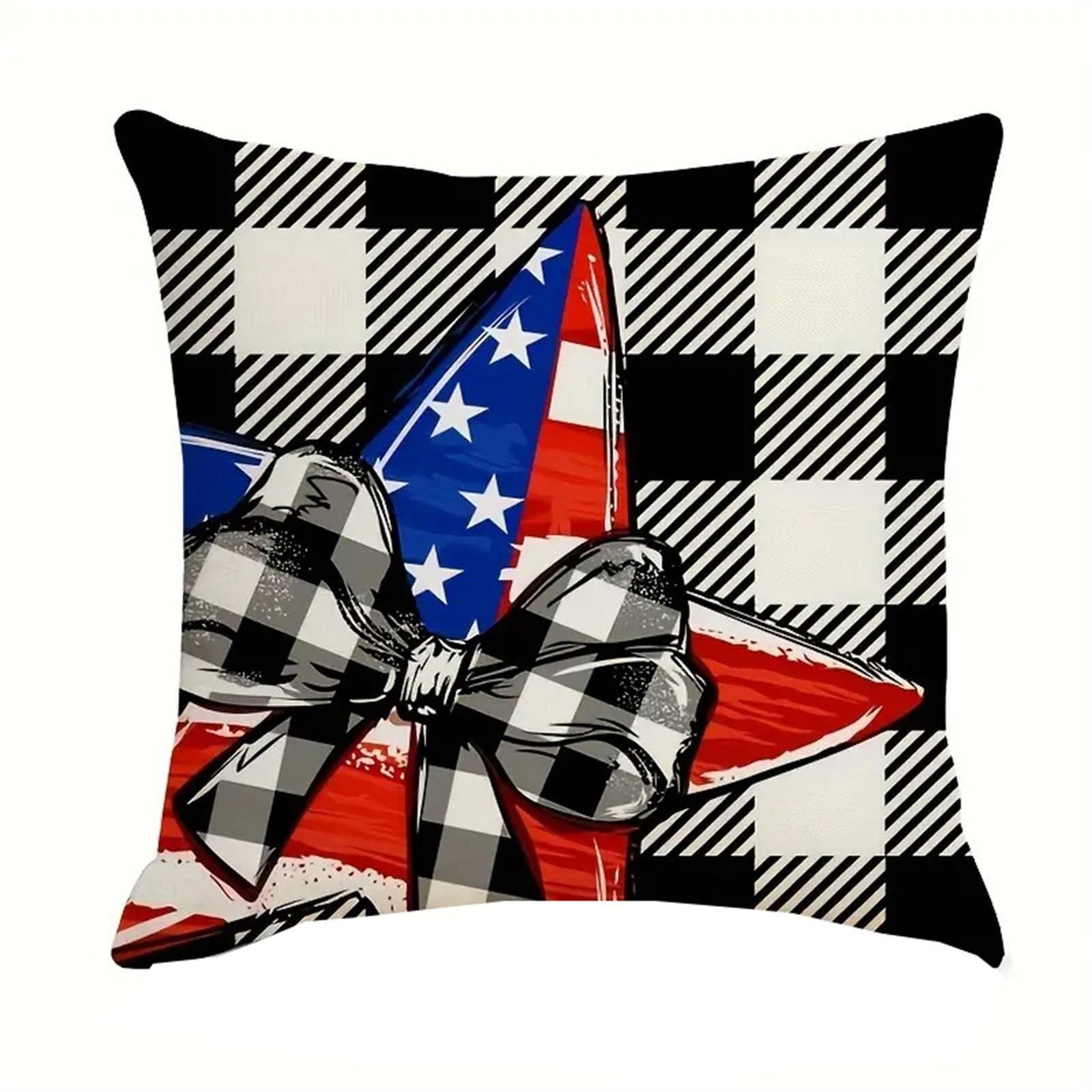

Square Decorative Throw Pillow Cover with Sweet Land of Liberty Lettering and Star Print for Sofa Bed Chair Couch One Size