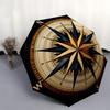Vintage Compass Rose Nautical Decorative Art PrintUmbrella with Cute Design,Portable 3-Fold Compact Umbrella for Men&Women,Valentine's Day M