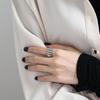 S925 Sterling Silver Retro Thai Blackened Ring - Hip Hop Aged, Exaggerated Style, Open-end for Women In European & American Fashion