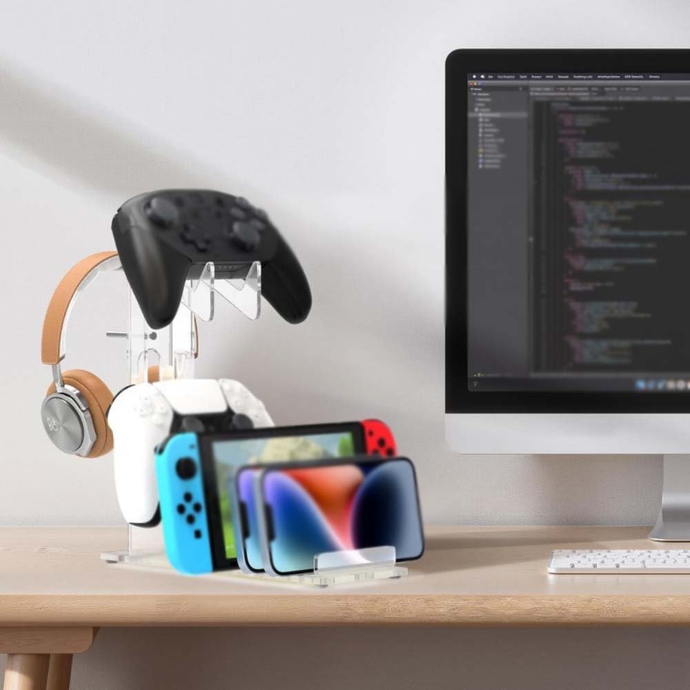 Headset Holder Clear Acrylic Console Rack Transparent Acrylic Vertical Horizontal Placement Tool-free Assembly