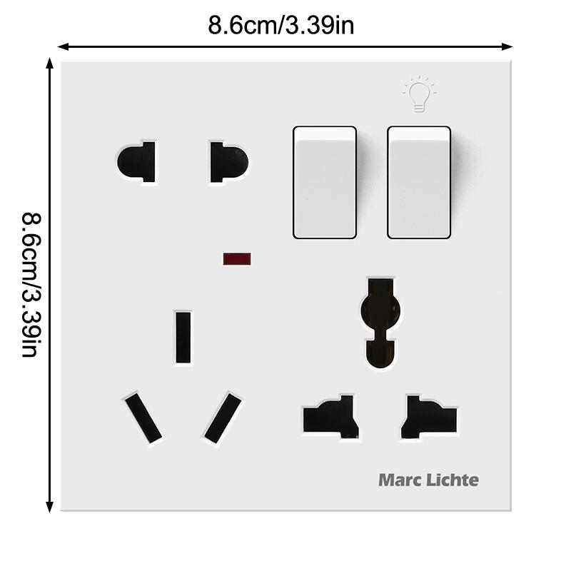 1PC 5pin Power Plug Two Or Three Plugs With 1Gang Switch Control Socket Universal Wall 86 Type Multifunctional Eight-Hole