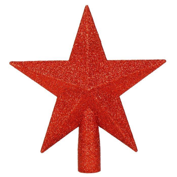 Étoile de sapin de Noël - SPRINGOS - 19 cm - Rouge - Matériau solide - Brillante