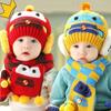 Cozy Knit Baby Scarf And Hat Set Adorable Car Design For Boys And Girls