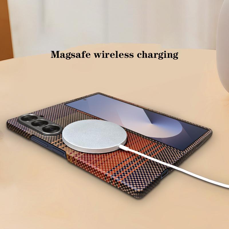 Custodie magnetiche invisibili in fibra di carbonio opaca di alta qualità per Samsung Galaxy Z Fold 7 6 Anti-caduta in fibra aramidica sottile Cover Protettiva