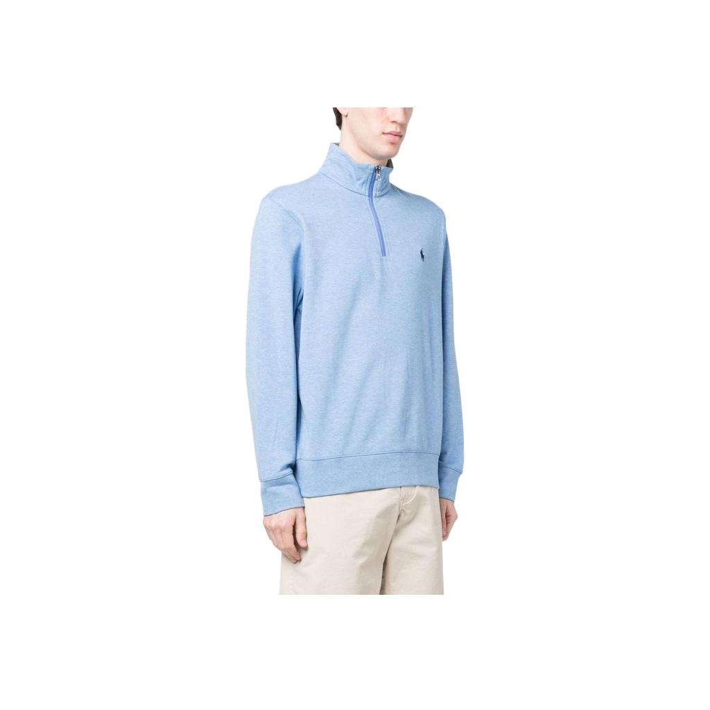 Polo Ralph Lauren Solid Color Stand Collar Half Zip Pullover Knit Sweater Men Sweater Blue 710812963-047