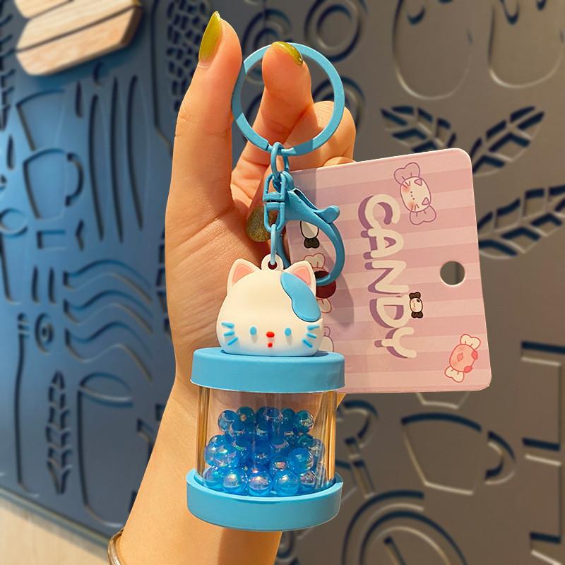 

And Creative Cute Candy Shake Keychain With Yellow Cat For Students синій