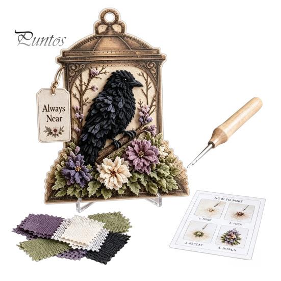 Huiswarmingscadeau voor Natuurliefhebbers 3D Stof Poke Art Kit, DIY Vogel Geheugen Lantaarn Bloemen Geïnspireerd Huisornament En Patronen, Punch Needle Knutselkit