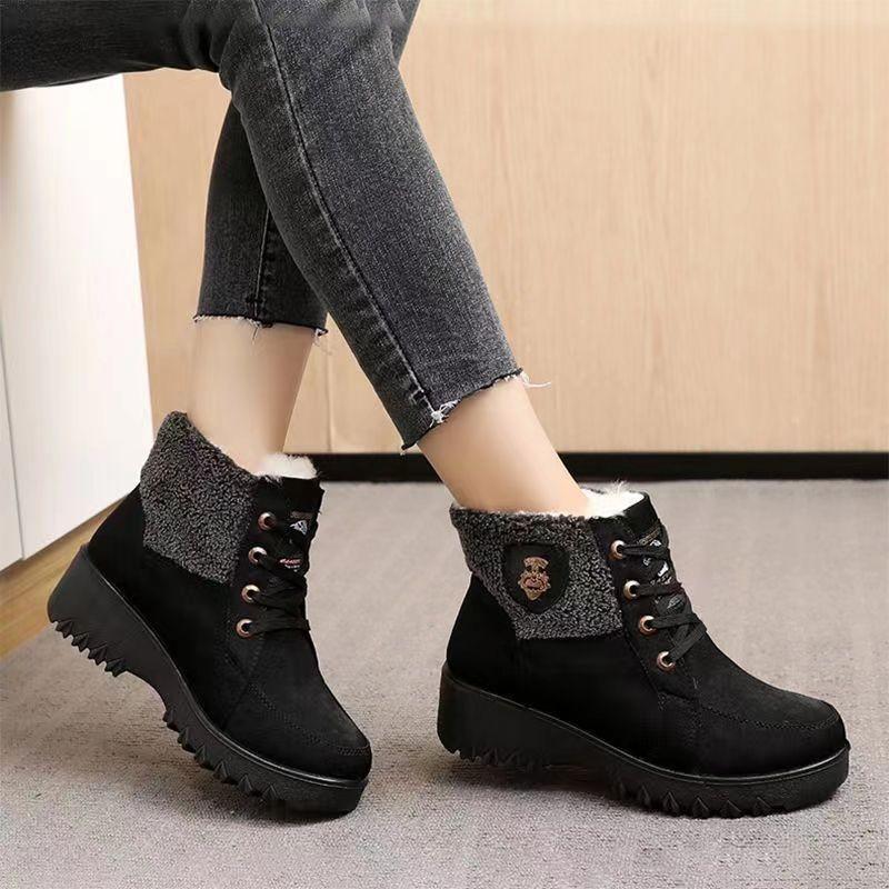 Fleece booties, winter cloth shoes, fleece thickened snow boots, mom comfort cotton shoes, warm cotton boots 35