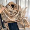 Winter Literary Imitation Cashmere Scarf Women'S Elegant Maple Leaf Printing Scarf Thickened Warm And Windproof Versatile Shawl