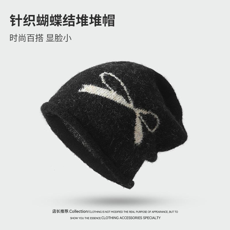 Women S Knitted Beanie Hat With Bow For Autumn Winter Warmth Cover Face