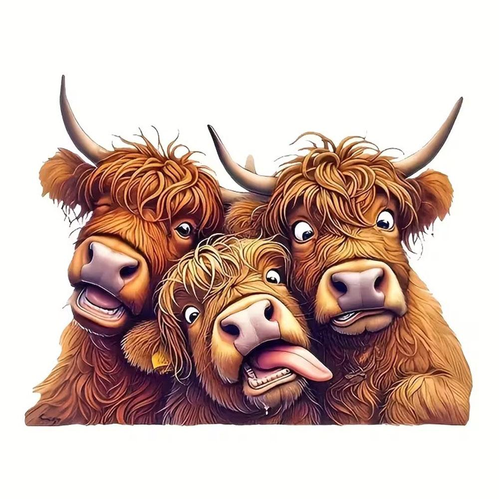 

QT2395#15cm Three Fun and Cute Scottish Highland Cow Car Sticker, Suitable for Laptop, Car, Truck, Van, SUV, Motorcycle, Bumper, Window 15cm-longest side