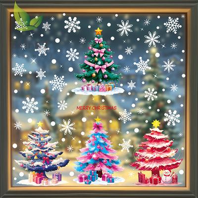 Creative Christmas Stickers, Colorful Christmas Trees, Window Stickers, Snowmen, Snowflakes, Static Electricity Stickers