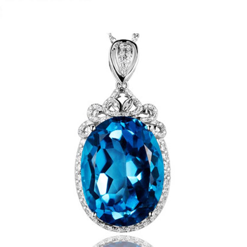 

Женское ожерелье с подвеской Swiss Blue Topaz & Zircon, посеребренное