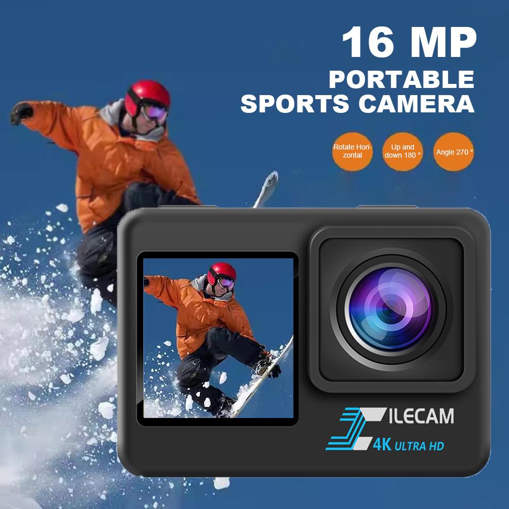 

4K UHD Action Camera Dual Screen Display 2.0 Inch IPS Screen Outdoor Sport Cam 120 Wide Angle Underwater Camera 30M Waterproof China Mainland